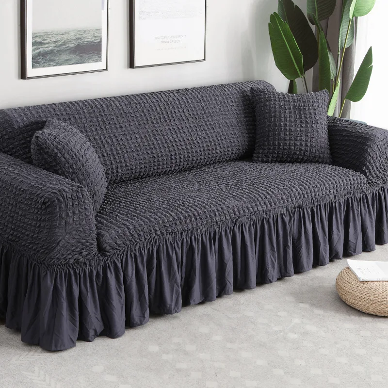 

Solid Color Elastic Sofa Cover For Living Room Printed Plaid Stretch Sectional Slipcovers Sofa Couch Cover L shape 1-4-Seater