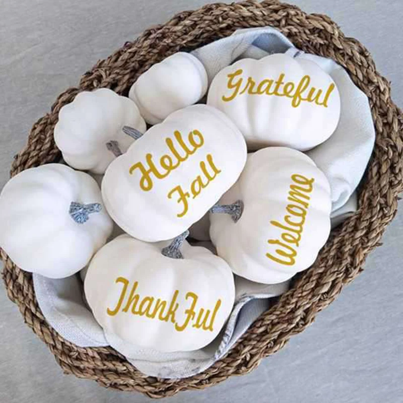 Promotion! 16Pcs Halloween Artificial White Pumpkins for Halloween Decor Painting Props