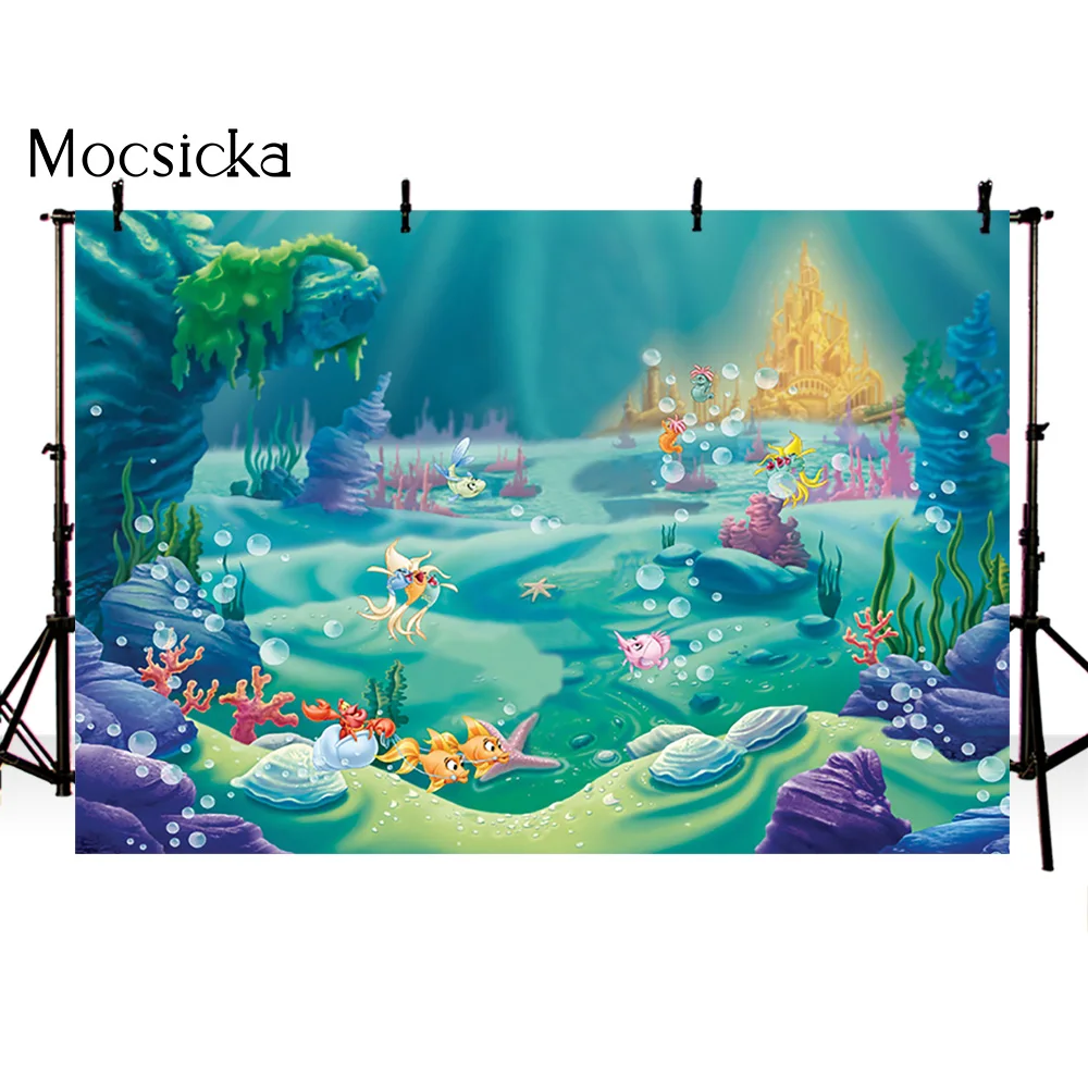 Mermaid Under Sea Bluey Backdrop Photography Ocean Castle Baby Shower Birthday Background Newborn Photo Studio Party Backdrops photo backdrop