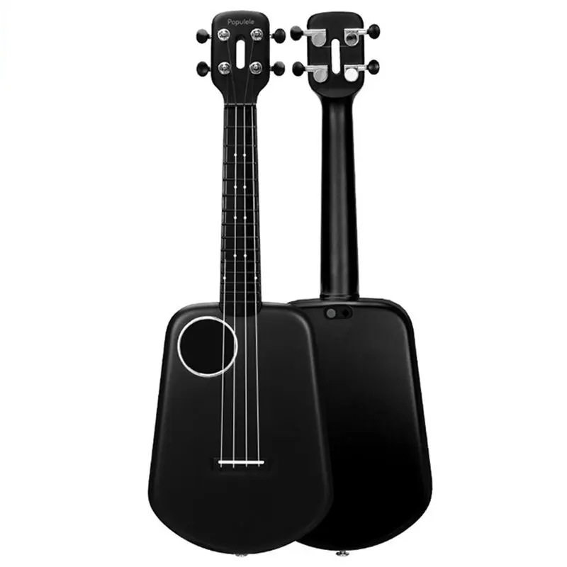 Populele 2 Smart Светодиодный 23 дюймов Акустическая гитара электрогитара Uke U2 4 струны Bluetooth USB углеродная нить - Цвет: Черный