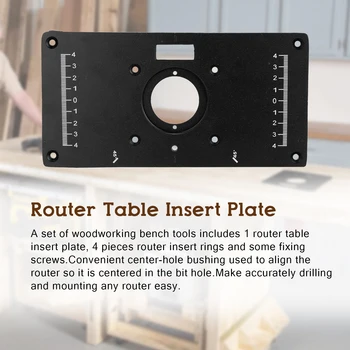 

New Portable Aluminium Wood Router Trimmer Models Engraving Machine Router Table Insert Plate Woodworking Benches with 4 Rings T
