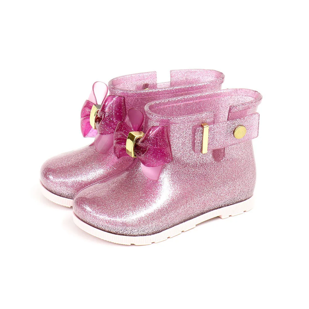Прозрачные блестящие дождевые сапоги Mini Melissa Style для девочек новинка 2020
