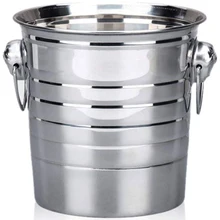 Stainless Steel Ice Bucket Thick Ice Holder Container for Bar Party Champagne Wine Barrel Silver Drink Ice Cooler Bucket Wine Be