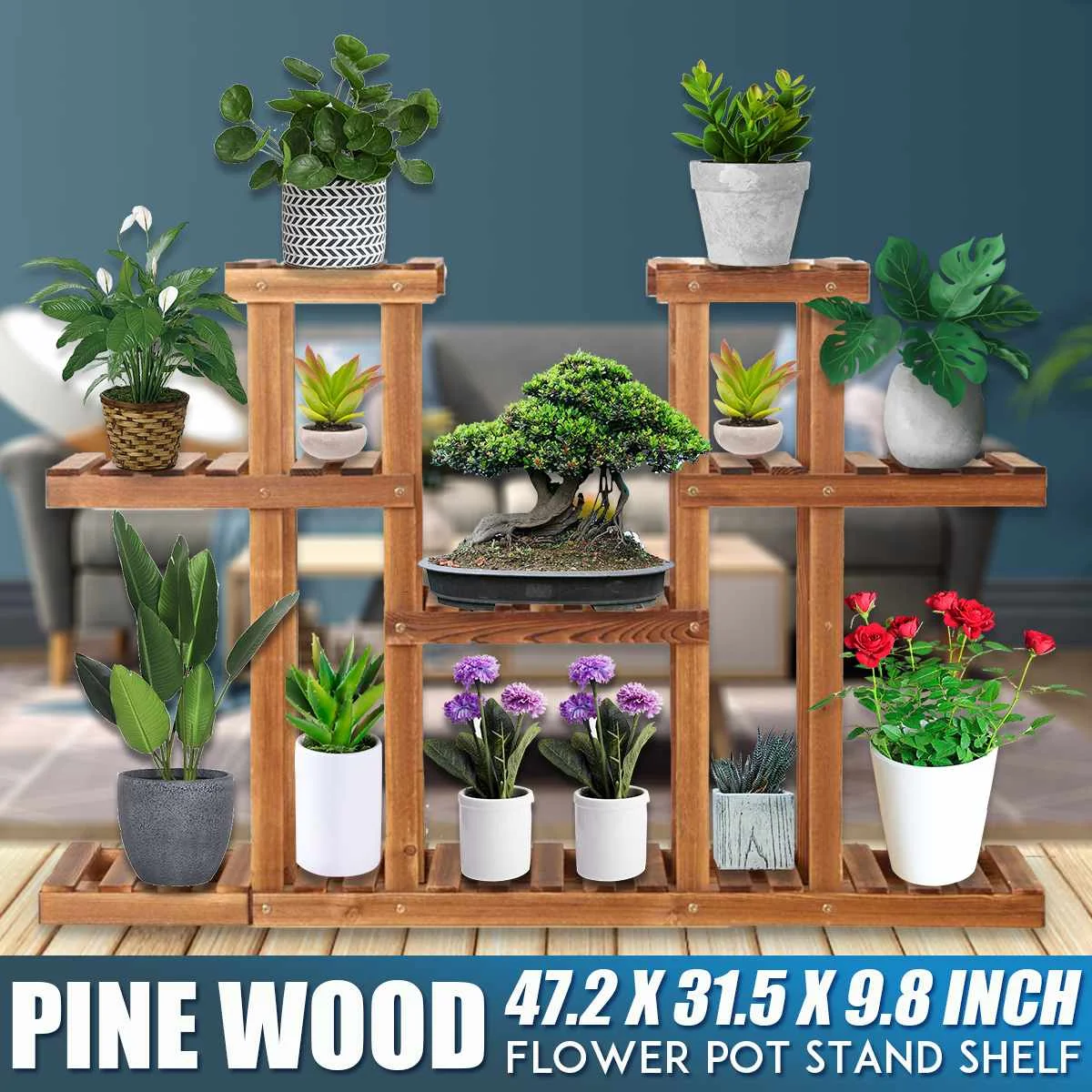 Wooden Flower Rack Plant Stand Multi Flower Stand Shelves Bonsai Display Shelf Yard Garden Patio Balcony Flower Stands 9 Wooden Flower Rack Plant Stand Multi Flower Stand Shelves Bonsai Display Shelf Yard Garden Patio Balcony Flower Stands 9