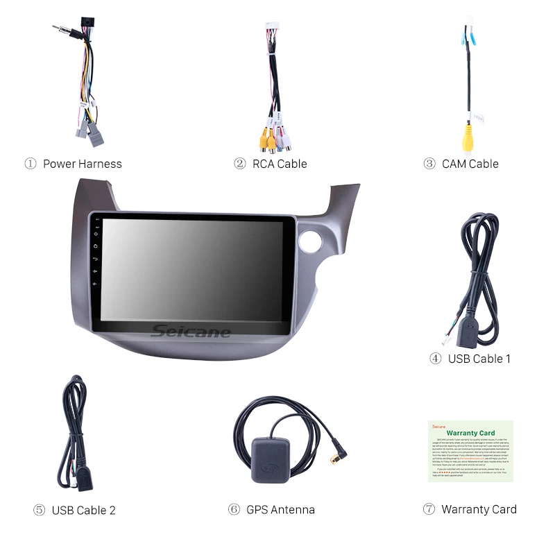 Clearance Seicane 10.1" Android 9.0 2din Car Head Unit Radio Player GPS Navigation For 2007 2008 2009 2010 2011-2016 HONDA FIT JAZZ RHD 3