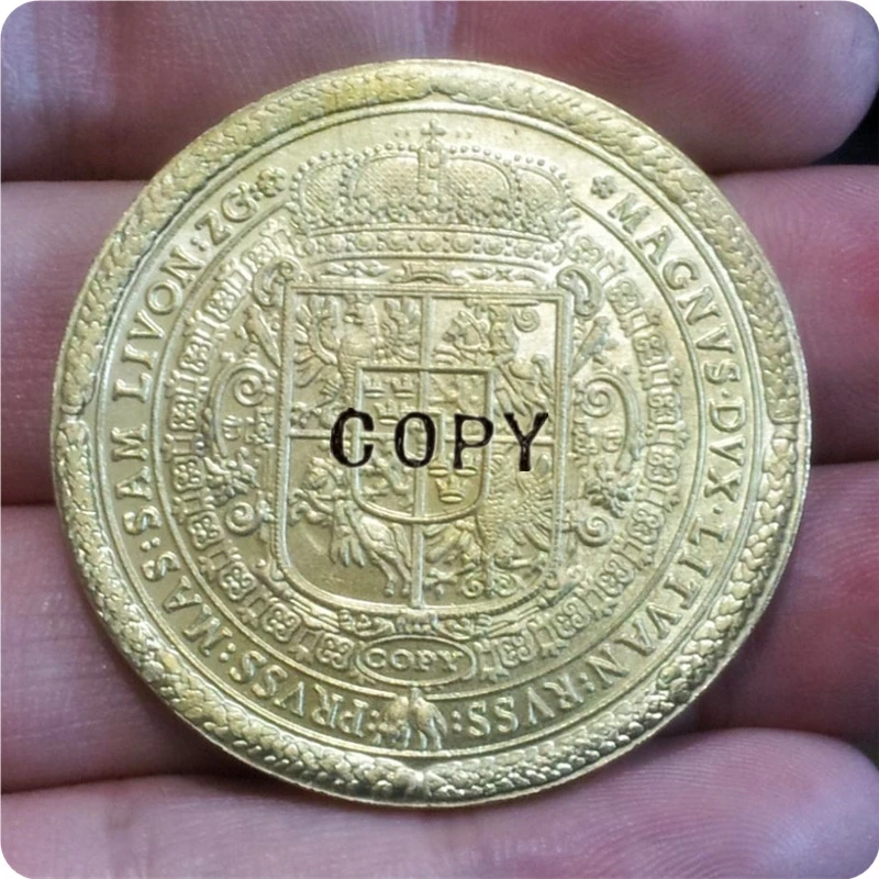 Poland-100-DUKAT-1621-SIGIS-III-Gold-brass-RARE-beautiful-Copy монета