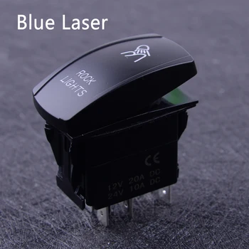 

beler IP68 5 Pin Blue Laser ROCK LIGHTS Rocker Toggle SPST Switch Fit For 12V/24V Car RVs Boats Motorcycle