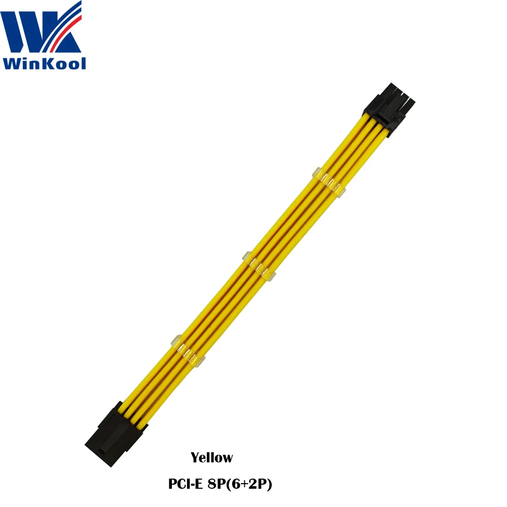 Power Cable Extension WinKool PCI-E 8PIN 18AWG Pure Color Male to Female Sleeve extension power cable inbuilt Cable Combs Multi Color Options