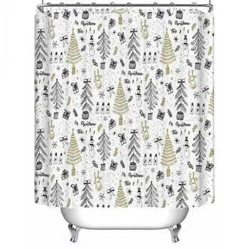 

Vector Seamless Pattern with okjeffmas Trees Forest Soft Shower Curtain,055847,79''L x 71''W