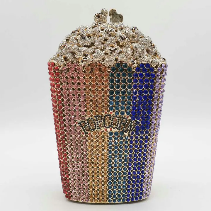 2 Бутик De FGG Роскошные хрустальные женские вечерние сумки и клатчи Popcorn Minaudiere клатч сумочка Свадебная вечеринка кошелек - Цвет: 2