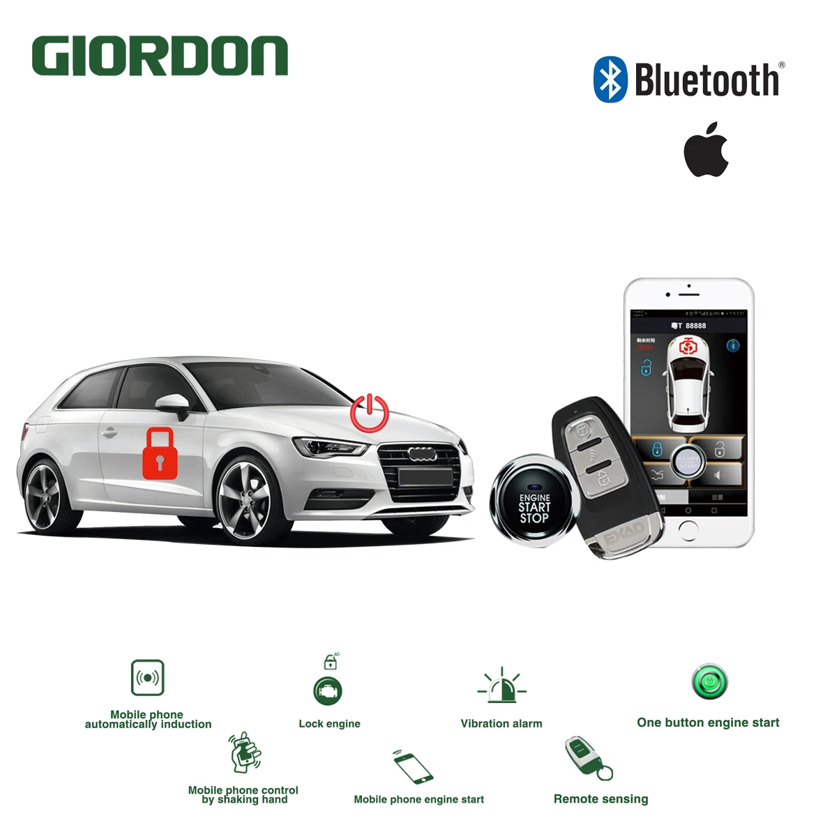 

Universal Keyless Entry PKE Comfort System ios APP Phone Car Alarm Boost Remote Start Car Engine audi a4 b8