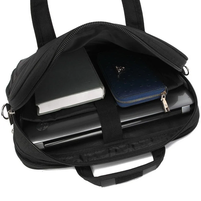 

14-Inch Computer Bag Thick Oxford Cloth Briefcase Hand Shoulder Multilayer Zipper Business Package Black And White with Pattern