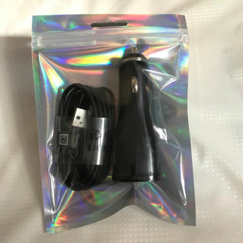 

100pcs Clear Plain Laser Plastic Aluminum Foil Zip Lock Package Bag with Hang Hole Party DIY Crafts Storage for iphone Cable