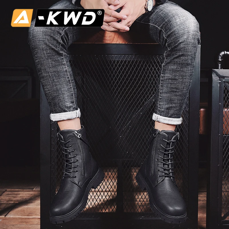 Fashion Black Men Shoes Winter Waterproof Boots Men Pu Work Shoes High Tops Sneakers Man Outdoor Casual Men Boots Heren Schoenen