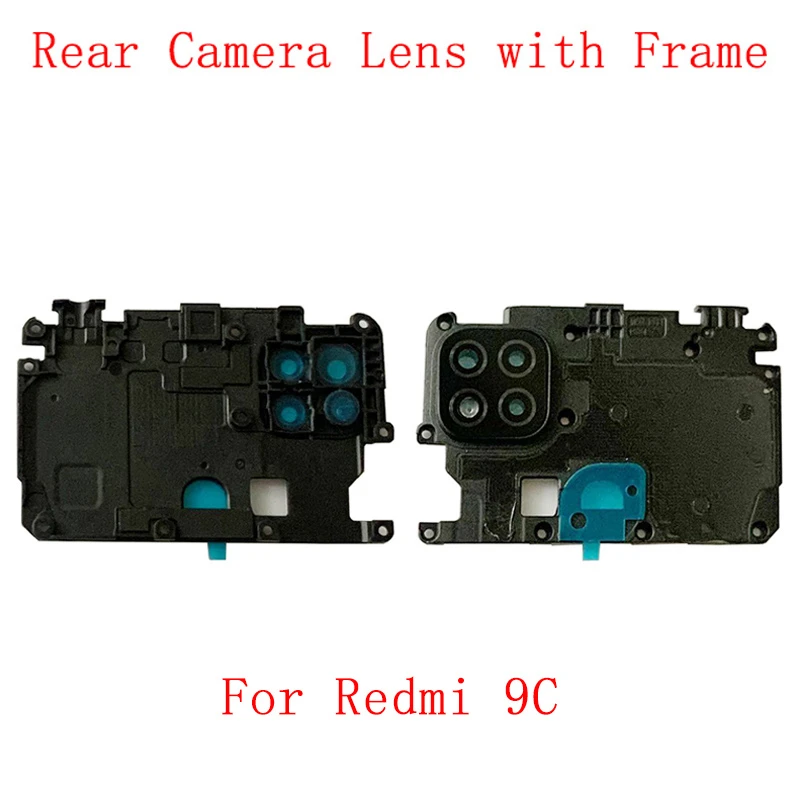 mobile lens 12x Rear Back Camera Lens Glass with Frame Holder For Xiaomi Redmi 9C Camera Frame Repair Spare Replacement Parts lens for android phone
