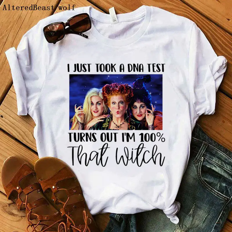 

Hocus Pocus witch funny t shirt femme print vogue summer women halloween t shirt female harajuku casual o neck horror tops