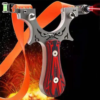 

Stainless Steel Hunting Slingshot G10 patch Catapult Five Aiming with Red Laser Sling Shot Flat Rubber Band Outdoor Shooting