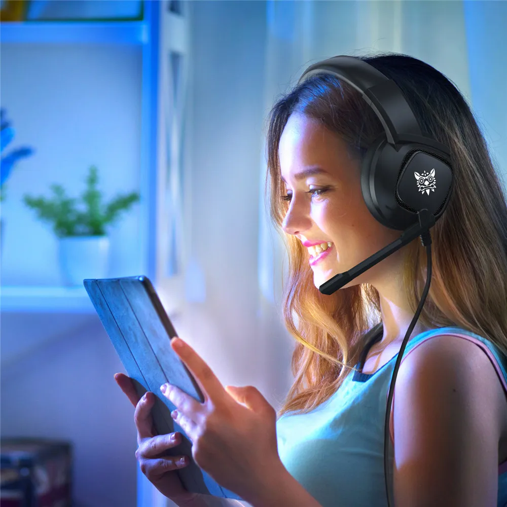 ONIKUMA K19 Gaming Heaset для PS4 стерео наушники с микрофоном/светодиодный свет для Xbox One/ноутбука планшета/телефона