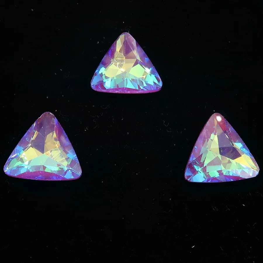 Необычные стеклянные Хрустальные 18 мм желе конфеты AB& радужные цвета треугольной формы клей на Стразы бусины аппликация Рукоделие отделка - Цвет: A35 Lt Amethyst AB