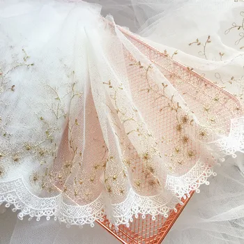 

Fine Gold Thread Embroidery Flower Mesh Lace Trim Garment Home Decoration Embroidery Lace Accessories 16Cm Wide RS2761