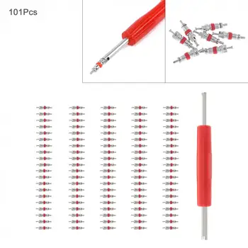 

100pcs Universal Car Replacement Tire Tyre Valve Stem Core Part Valve Tire Repair Tools with Dual-purpose Wrench