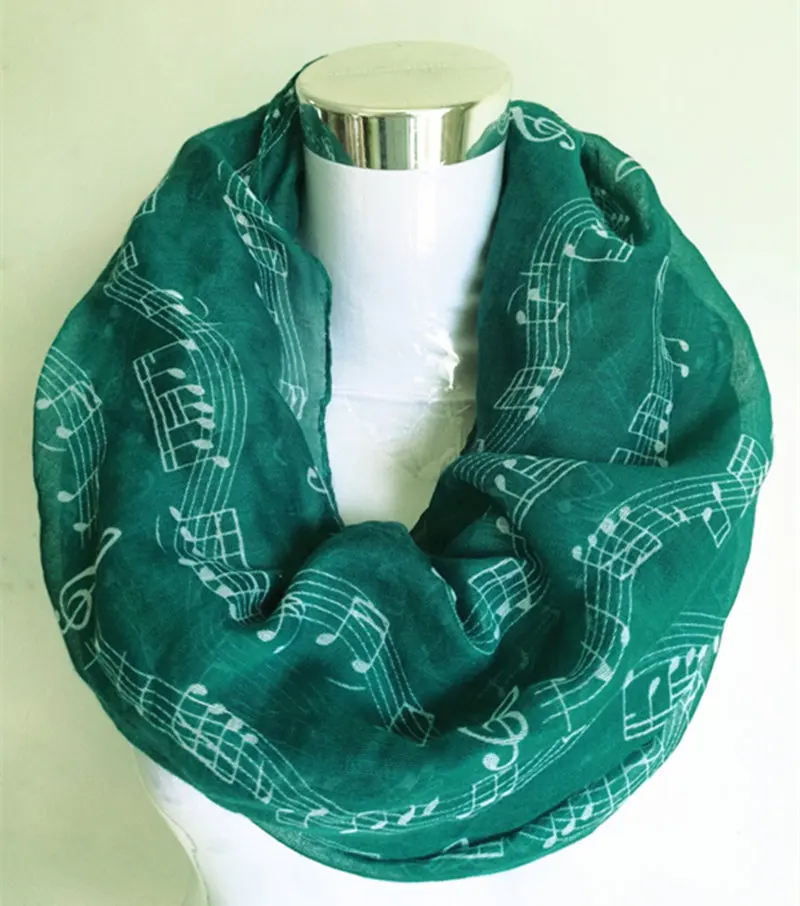 Модный теплый шарф с музыкальными нотами, женский шарф-петля