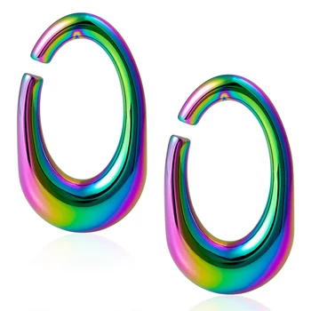 

1pair Rainbow Ear Weights 316L Steel Piercing Body Jewelry Spiral Weights Piercing Ear Taper Trend Heavy Dangle Ear Hoop Earring