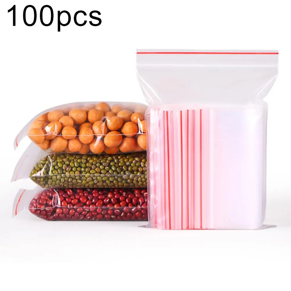 

100Pcs Clear Reclosable Waterproof Bags Jewelry Self Seal Food Storage Pouch