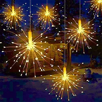 

Thrisdar 5IN1 10IN1 Fairy Fireworks String Lights Plug in 600LED Hanging Starburst Lights For Christmas Home Patio Wedding Party
