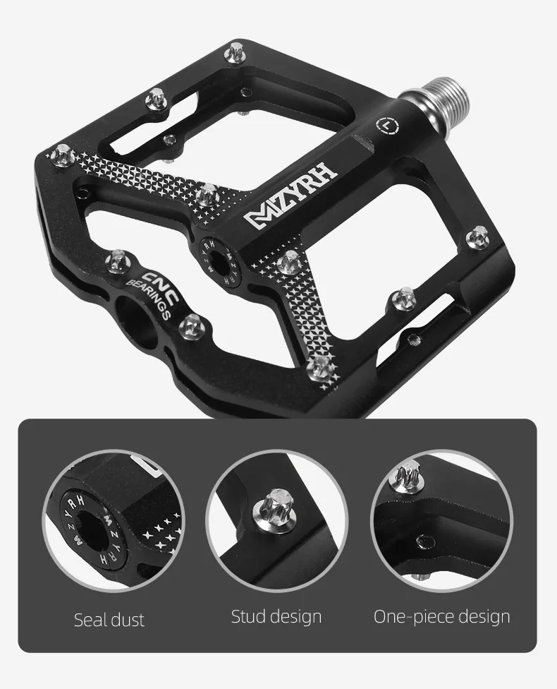 MZYRH 3 Bearings Bike Pedals Non-Slip MTB Pedals Aluminum Alloy Flat Applicable Waterproof Cycling Accessories