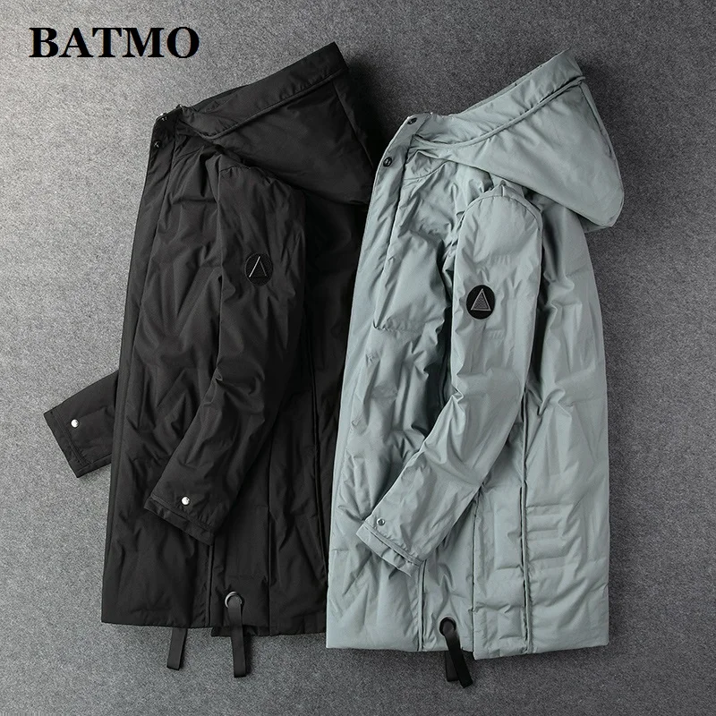 BATMO Новое поступление зима 90% белый пуховик с капюшоном мужские длинные пальто, длинные парки, 7881