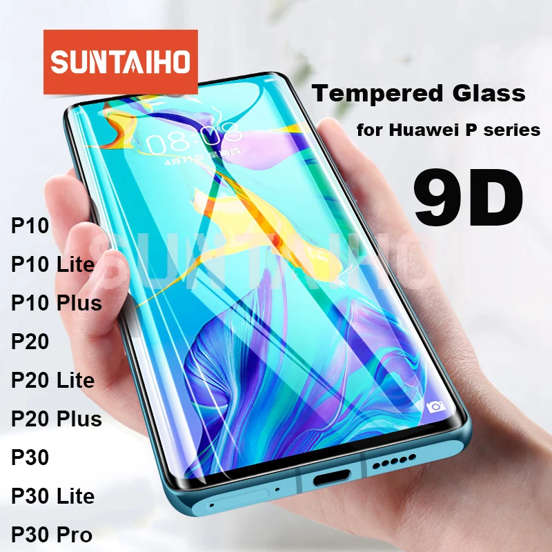 9D закаленное стекло для huawei P30 P20 Lite Защитная пленка с закругленными краями P10 Plus
