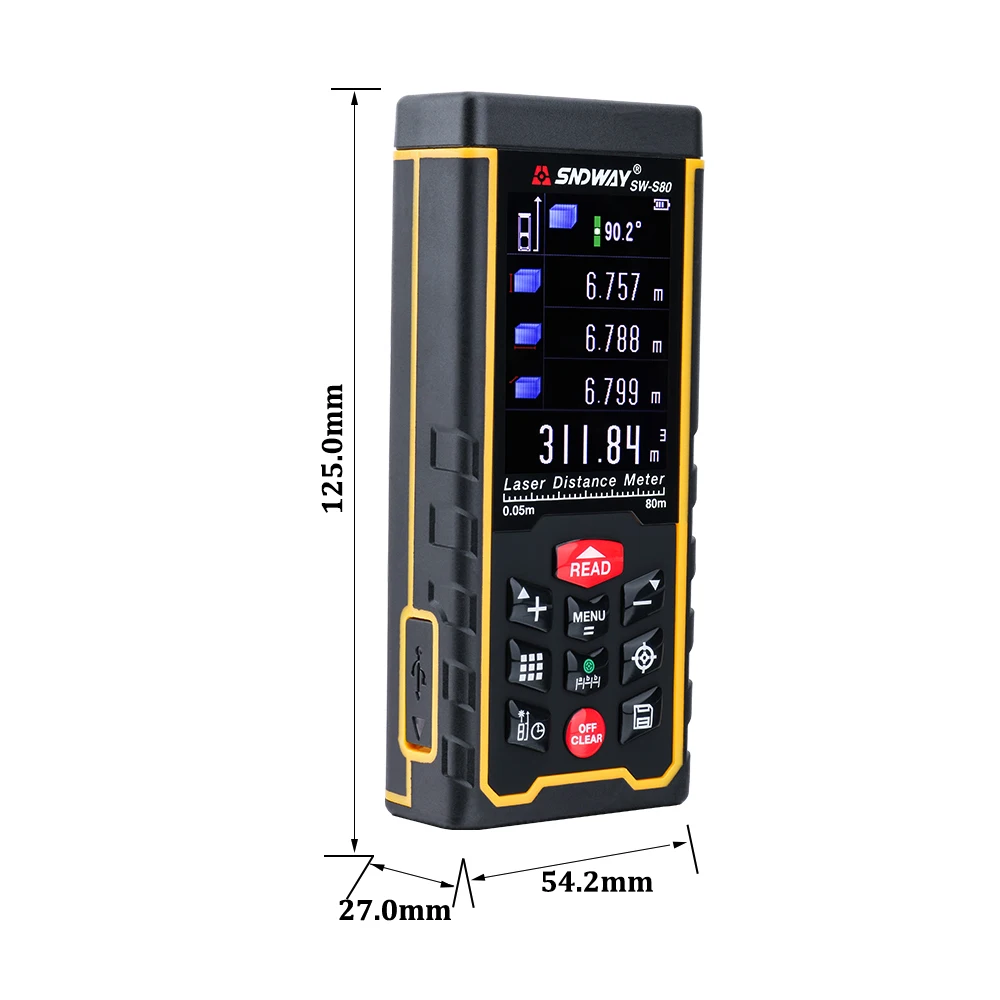 Лазерный дальномер 80 м с аккумулятором и ЖК дисплеем|distance meter range|trena laserlaser distance |