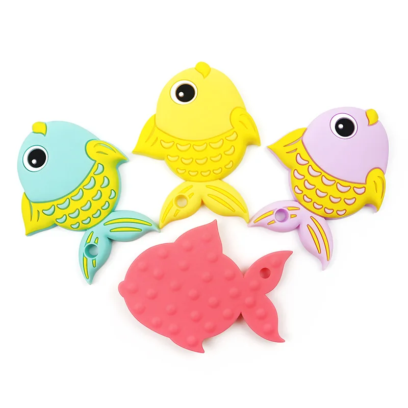Детские Силиконовые Прорезыватели в виде рыб, грызунов, пищевого качества, без БФА, Детские Прорезыватели для зубов, милые игрушки в виде животных, Детские Прорезыватели, силиконовое ожерелье для ухода