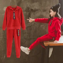 Весенний комплект одежды для девочек, толстовка с капюшоном и длинными рукавами и штаны, детский спортивный костюм для девочек, модный спортивный костюм, комплект модной одежды