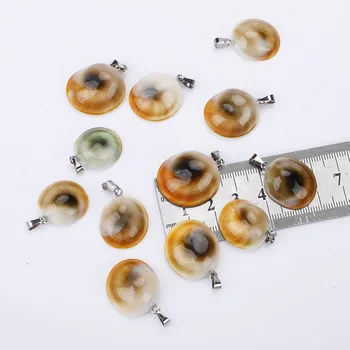 

Natural Stone Colorful Eyes Conch High Quality Round Pendant Box for Jewelry Finding Making DIY Necklace Accessories 12pcs/box