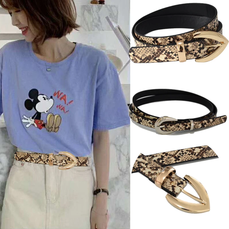 

Luxury Brand 2020 New Fashion Women's Triangle Buckle Belt Ladies Fashion Wild Decoration Snake Pattern Belt Bg-1586