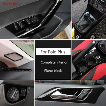 

Piano black Full Set of Interior Shift Table Air Outlet Door Handle Reading Lamp Armrest Panel Trim Strip For VW Polo Plus 2019