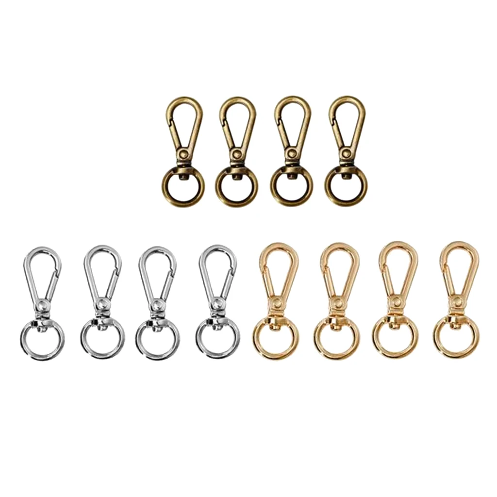 12PCS 360&deg; Swivel Lobster Clasps Clips Snap Hook Craft Handbag Key Accessory