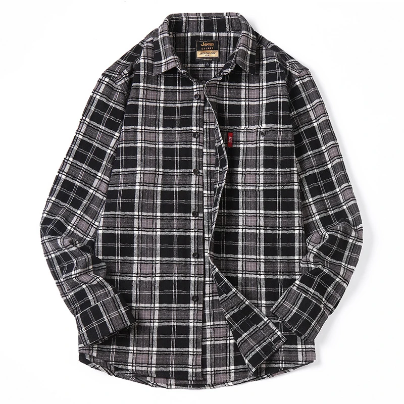 

5012 Autumn Winter Men Plaid Dress Shirt Business Casual Loose High Quality Cotton Fashion Brand Classic Luxury Long Sleeve Tops