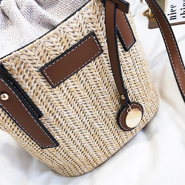 Handmade Women Handbag Vintage Retro Beach Bag Straw Rope Knitted Big Messenger Bag Lady Fresh Paper Pack For Summer Tote
