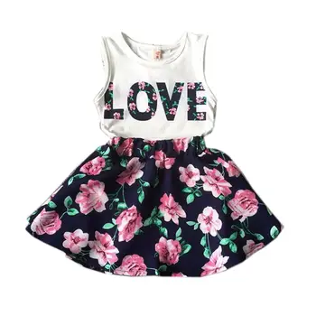 

Baby Toddler Girls Clothes Summer Casual Kids Suits for 2 3 4 5 6 7 8 Year Girl White Vest Floral Skirt Children Clothing Set