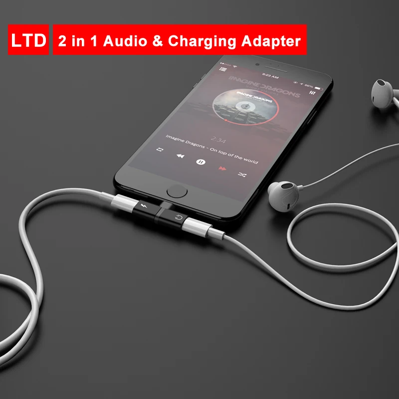 

2 in 1 Headphone Stereo Audio and Charging Connector For iPhone 7/7Plus/8/8Plus/ X/XS/XR/Xs Max Smartphone Charging Adapter