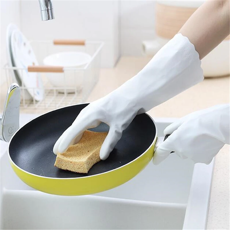 Kitchen Cleaning Dishwashing Gloves House Cleaning Water-proof Rubber Washing Gloves Long Sleeve Silicone Gloves Cleaning Tools