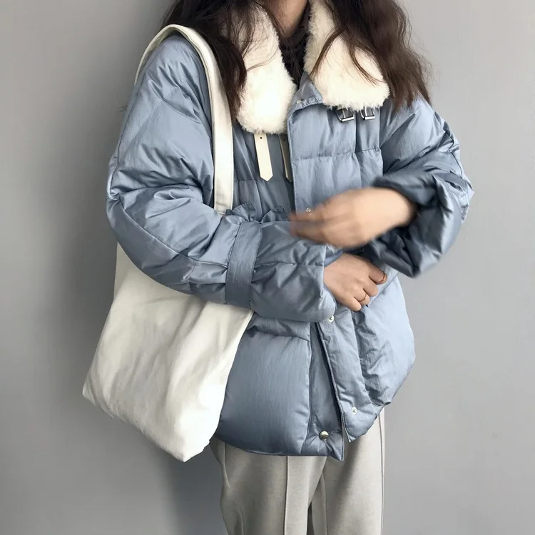 Winter New Thickened Solid Color Short ins Loose Bread Suit cotton-padded jacket Female