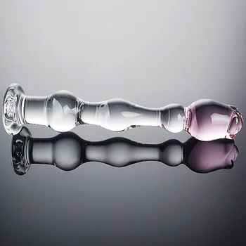 20*3.5cm Ice and Fire Series Rose Flower Design Glass Women Dildos Adult Butt Anal Plug Smooth Anal Beads Sex Toys For Men 4