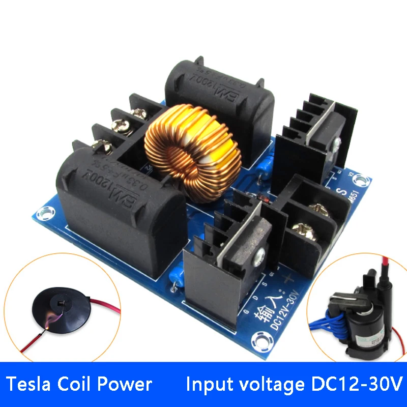 

ZVS Tesla Coil Driver Genrator Board High Voltage Discharge Flyback Generate Module 12-30V 60-300W Long Arc 10A 30-50kHz DIY KIT