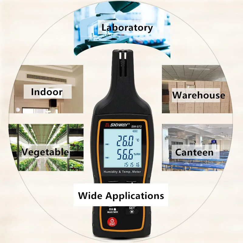 SNDWAY SW-572 цифровым термометром и гигрометром декоративные часы для температура дисплея LCD измеритель влажности с сигнализацией, хорошее качество, Функция