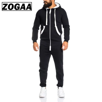 

New 2 Pieces Sets Tracksuit Men Autumn Winter Pockets Hooded Sweatshirt + Sweatpants Sport Wear Sets Male Patchwork Sweat Suit
