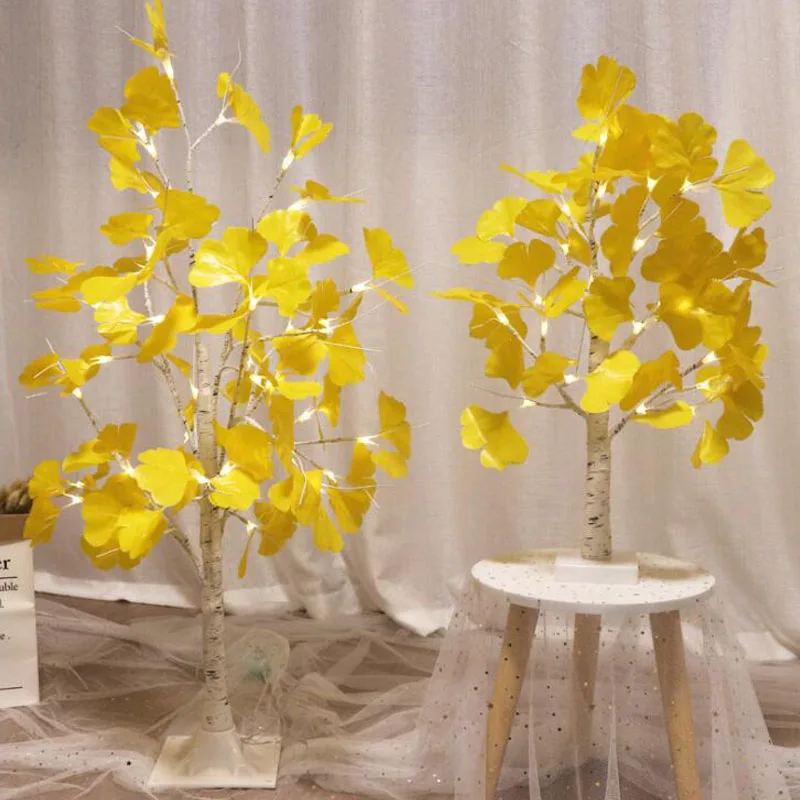 

24LED Fake Autumn Plant String Light ginkgoTree Garland Holiday Lighting Festive Party DIY Fairy Lamps Desktop Decorate